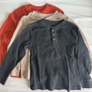 Old Navy Kids Long Sleeve Henley Shirt Trio - Charcoal, Tan, Burnt Orange